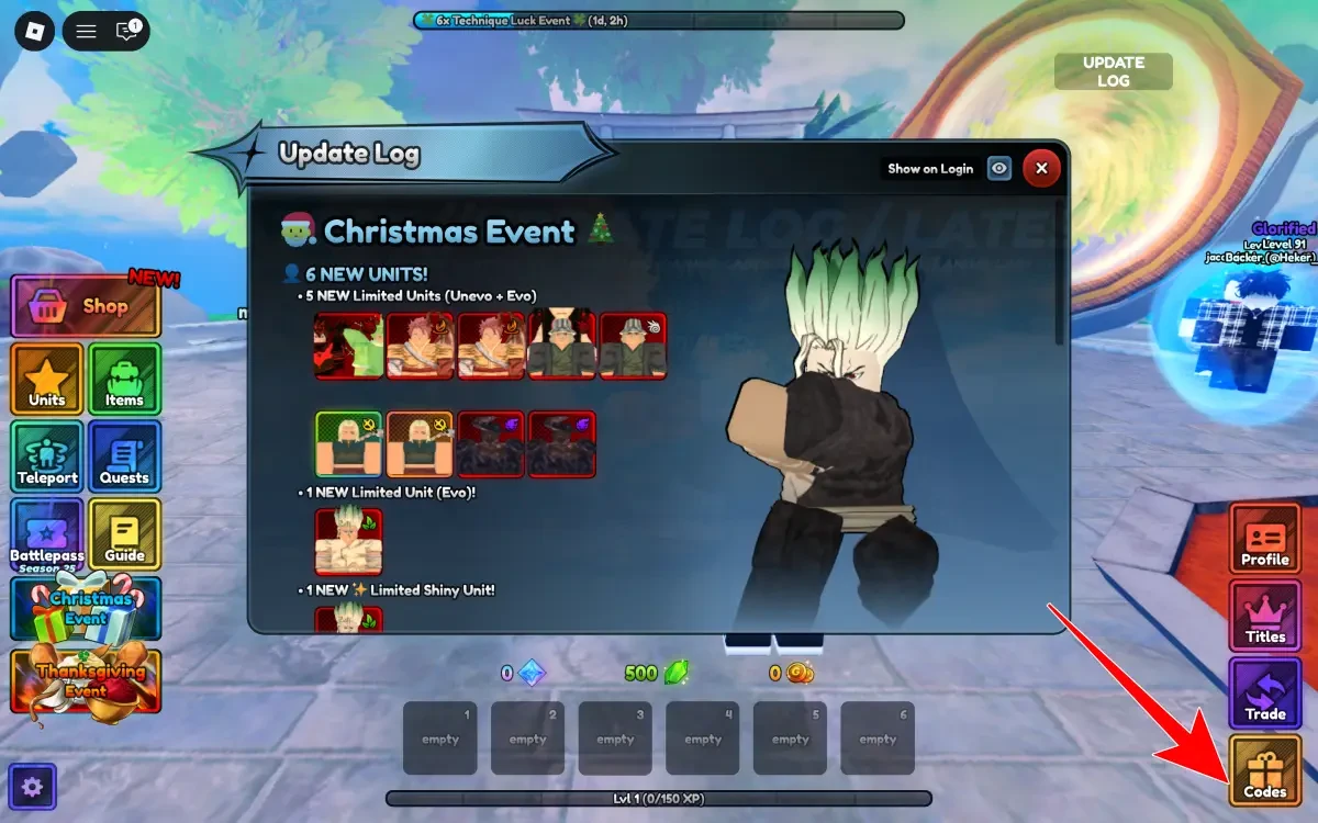 Codes Option For Anime Last Stand