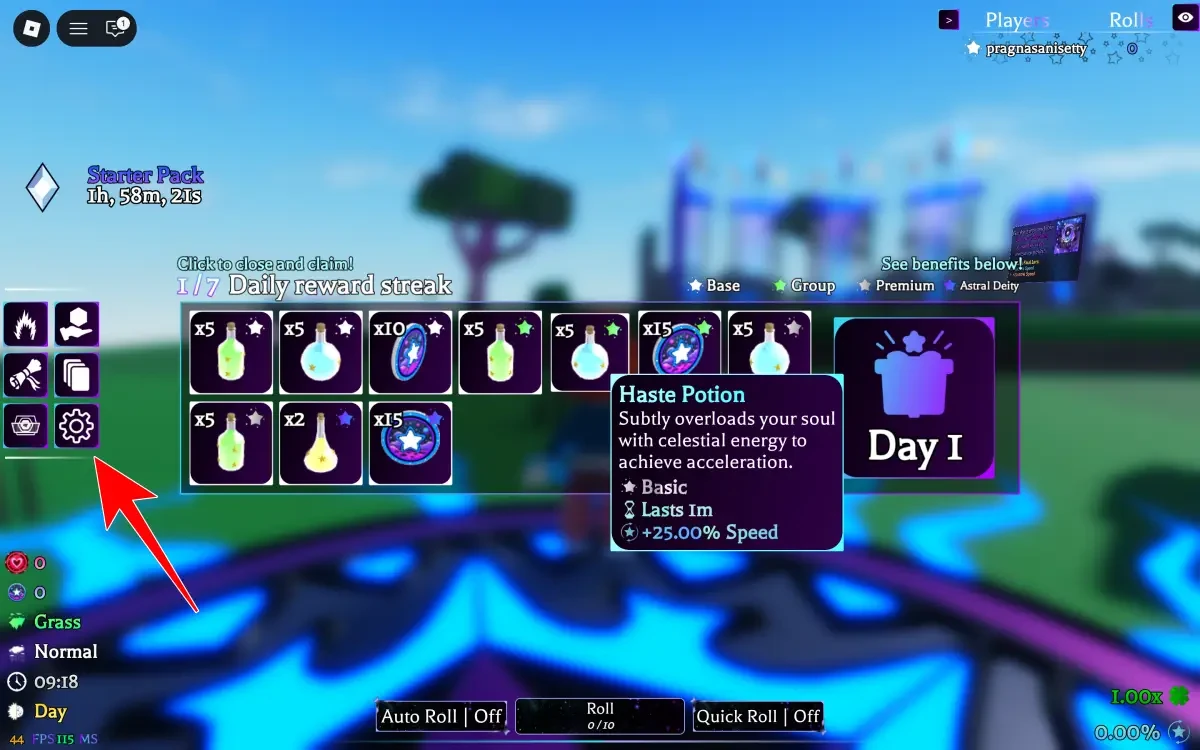 Settings Option For Astral RNG