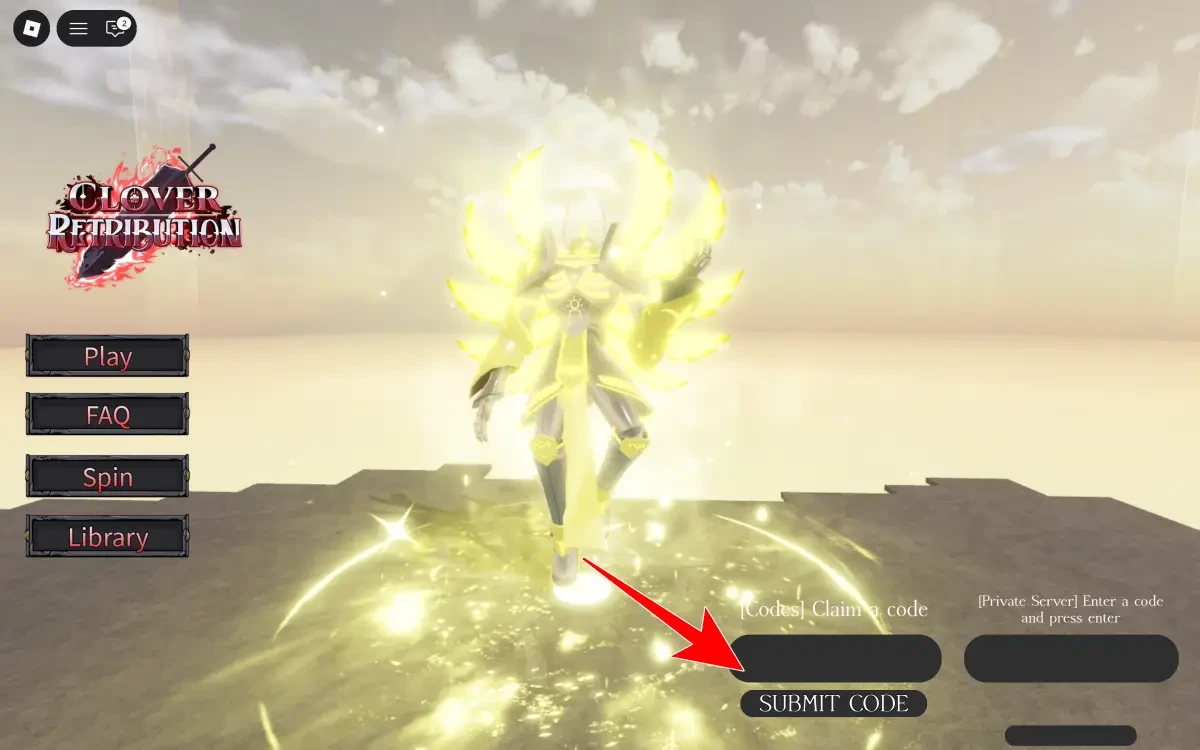 Redeem Code Option For Clover Retribution