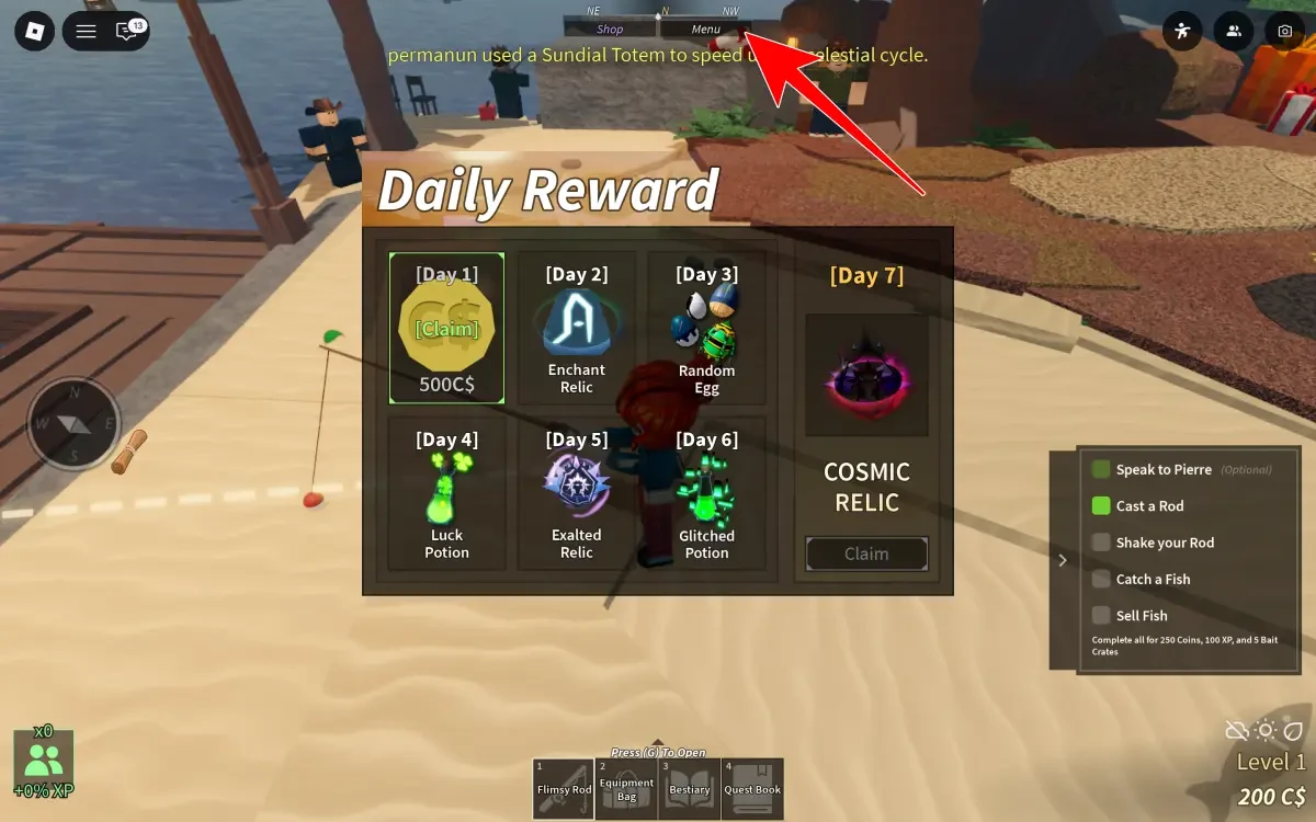 Menu Option For Fisch Codes