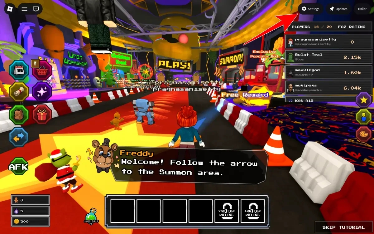 Settings Option Five Nights TD 2