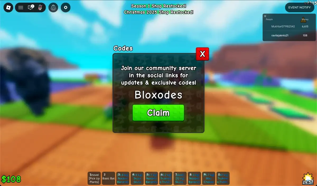 Redeem Codes On Plants Vs Brainrots