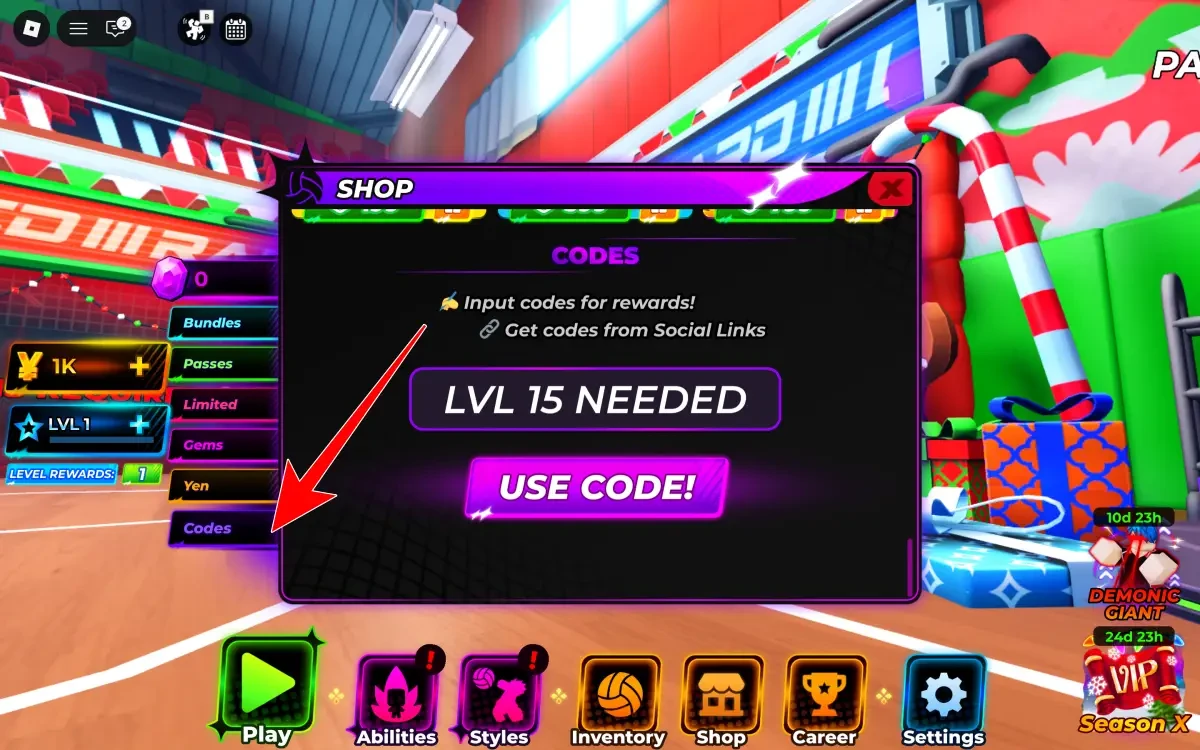 Codes Option For Volleyball Legends
